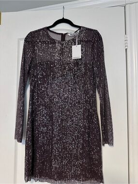 BNWT Walter Baker Plum Sequin Long Sleeve Shift Dress